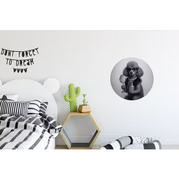 Wandcirkel - Aluminium - Poedel - Spiegel - Zwart - Wit — 5
