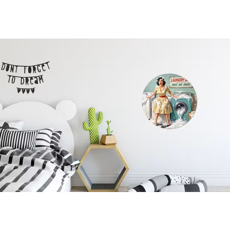 Wandcirkel - Aluminium - Retro - Blauw - Vrouw — 5