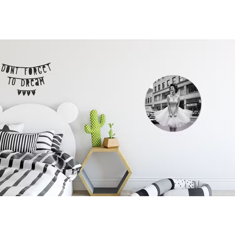 Wandcirkel - Aluminium - Retro - Vrouw - Zwart - Wit — 5