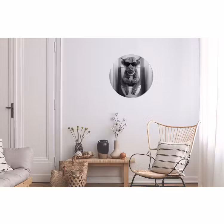 Wandcirkel - Aluminium - Stier - Telefoon - Toilet - Zwart - Wit — 2
