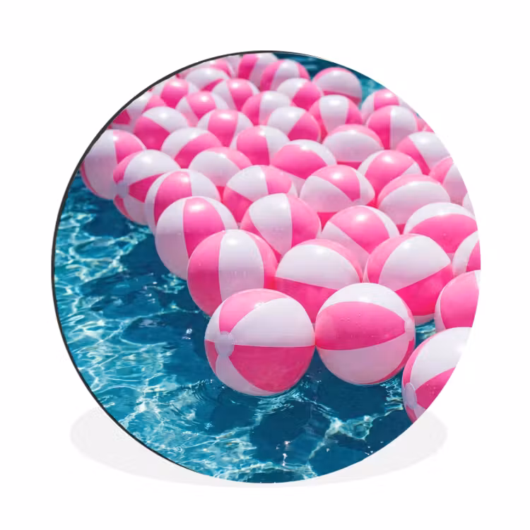 Wandcirkel - Aluminium - Strandballen - Roze - Water — 1