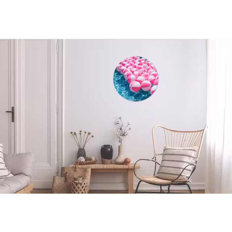 Wandcirkel - Aluminium - Strandballen - Roze - Water — 2