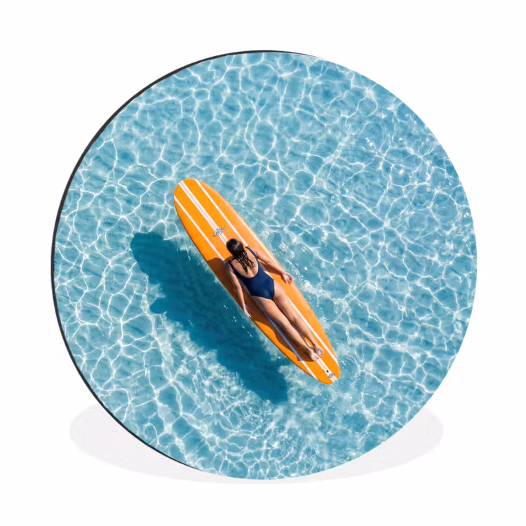 Wandcirkel - Aluminium - Surfboard - Water - Badpak - Oranje — 1
