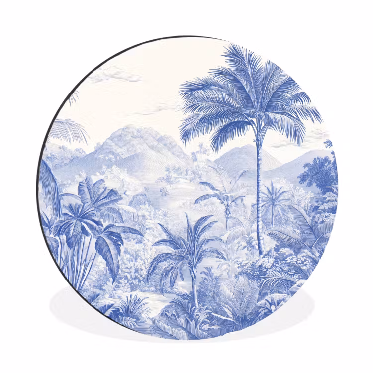 Wandcirkel - Aluminium - Tropisch - Jungle - Blauw — 1