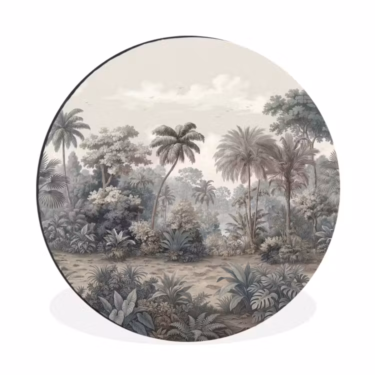 Wandcirkel - Aluminium - Tropisch - Landschap - Illustratie — 1