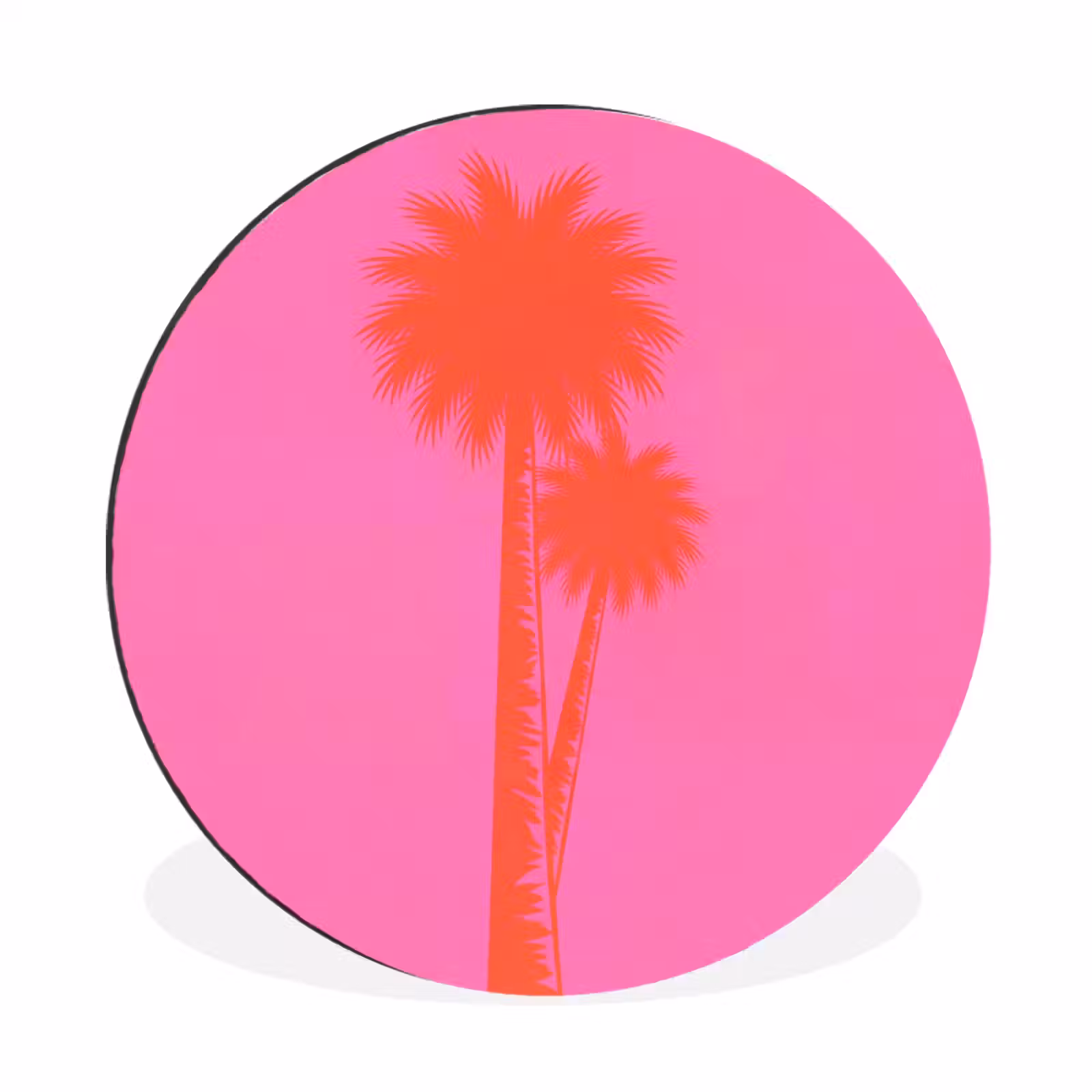 Wandcirkel - Aluminium - Palmbomen - Modern - Roze — 1