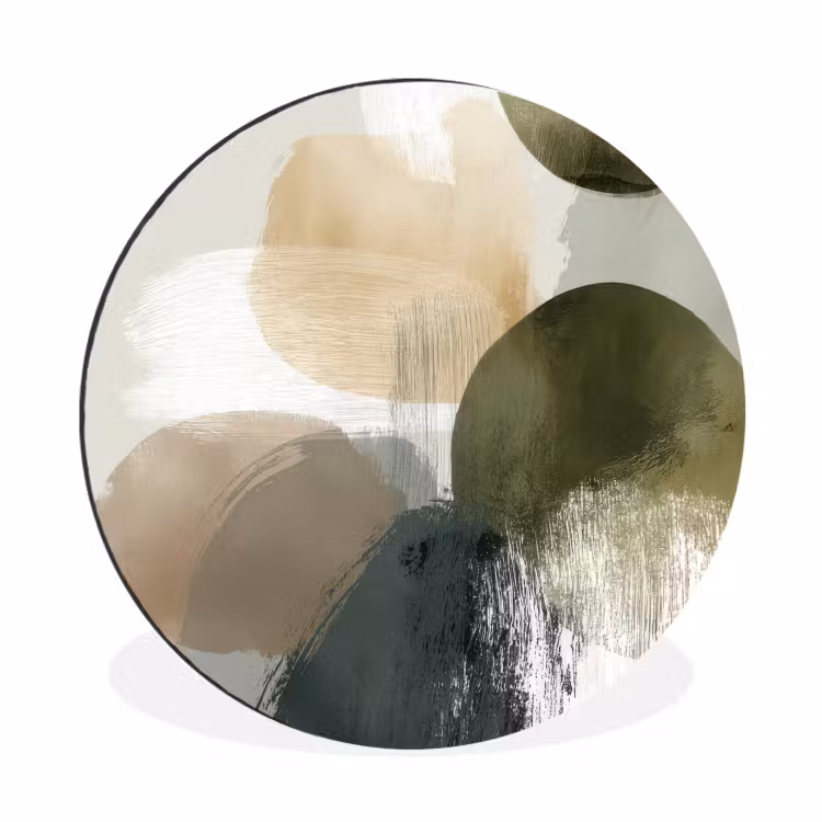 Wandcirkel - Aluminium - Minimalistisch - Cirkels - Penseelstreken - Beige — 1