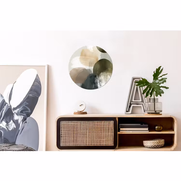 Wandcirkel - Aluminium - Minimalistisch - Cirkels - Penseelstreken - Beige — 3