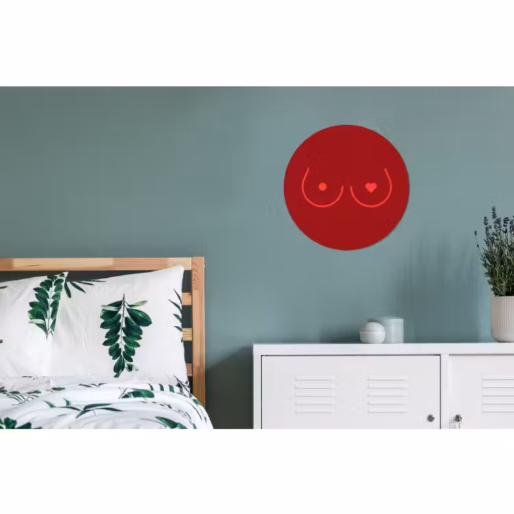 Wandcirkel - Aluminium - Minimalistisch - Lijnillustratie - Rood — 4