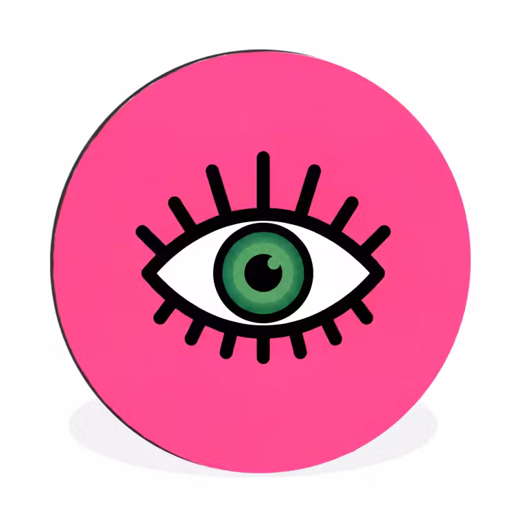 Wandcirkel - Aluminium - Minimalistisch - Oog - Roze — 1