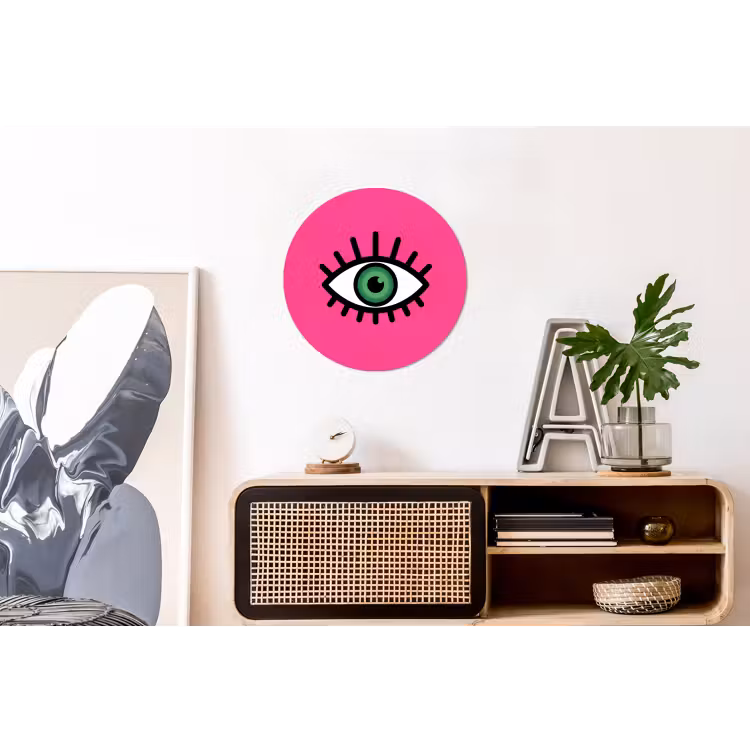 Wandcirkel - Aluminium - Minimalistisch - Oog - Roze — 3