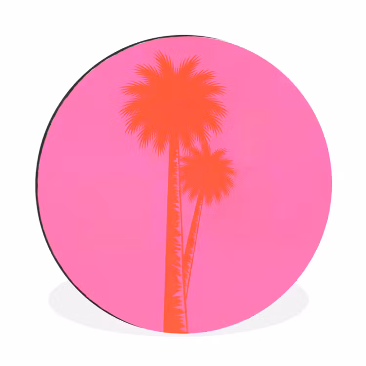 Wandcirkel - Aluminium - Palmbomen - Modern - Roze — 1