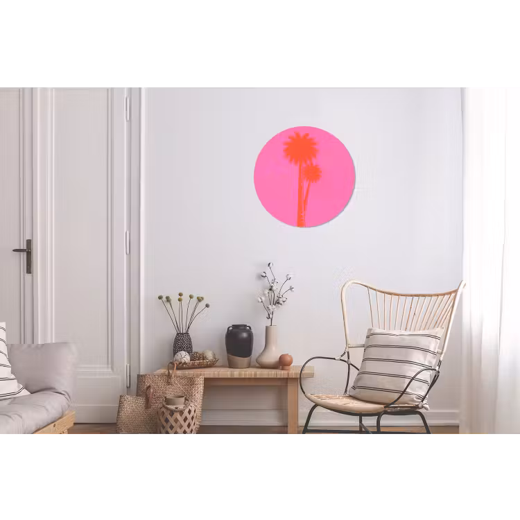 Wandcirkel - Aluminium - Palmbomen - Modern - Roze — 2