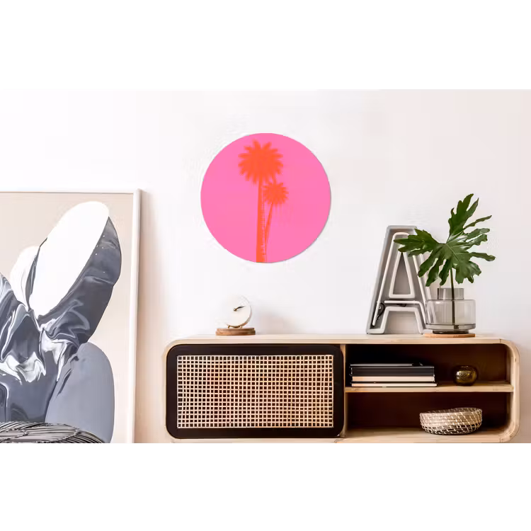 Wandcirkel - Aluminium - Palmbomen - Modern - Roze — 3