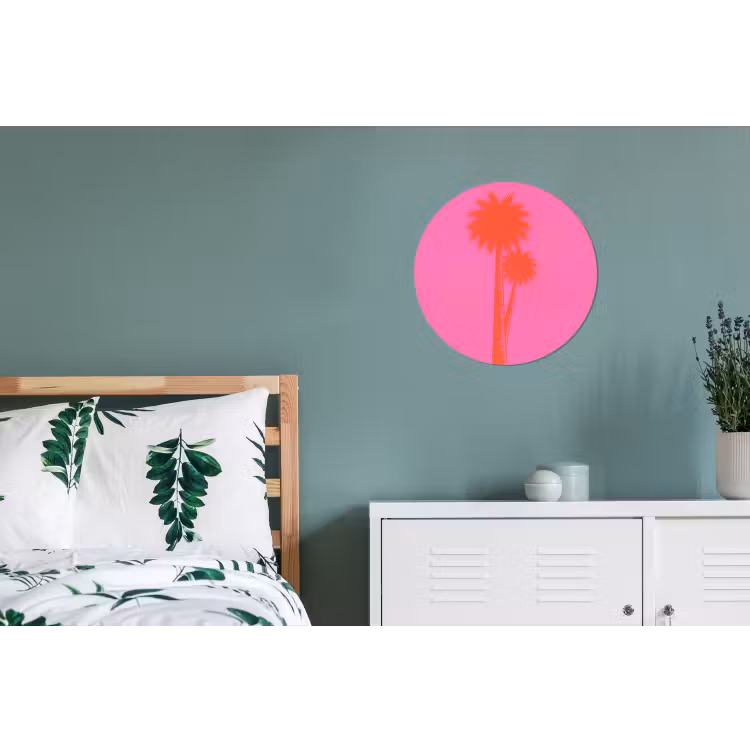 Wandcirkel - Aluminium - Palmbomen - Modern - Roze — 4