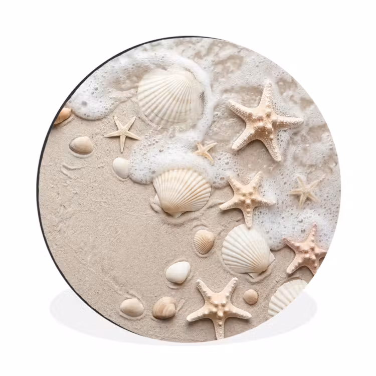 Wandcirkel - Aluminium - Schelpen - Zeesterren - Strand — 1