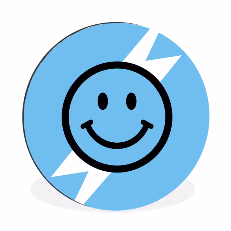 Wandcirkel - Aluminium - Smiley - Blauw - Bliksem — 1