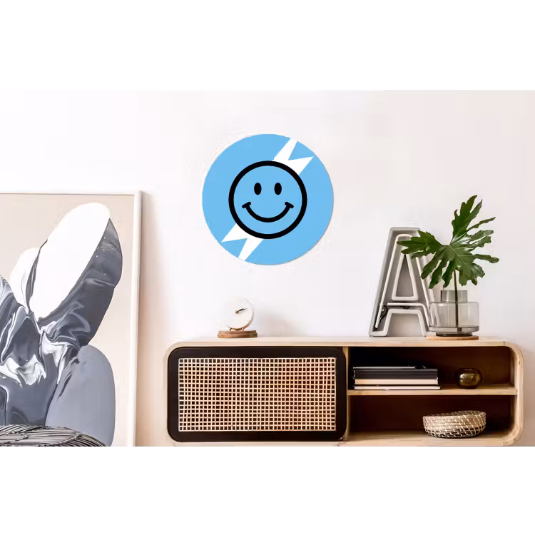 Wandcirkel - Aluminium - Smiley - Blauw - Bliksem — 3