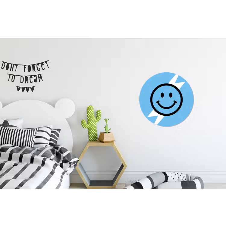 Wandcirkel - Aluminium - Smiley - Blauw - Bliksem — 5