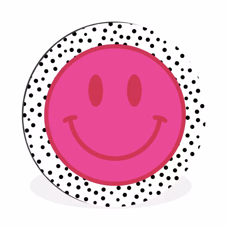Wandcirkel - Aluminium - Smiley - Roze - Stippen — 1