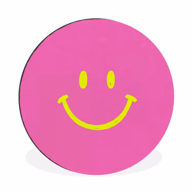 Wandcirkel - Aluminium - Smiley - Vrolijk - Roze — 1