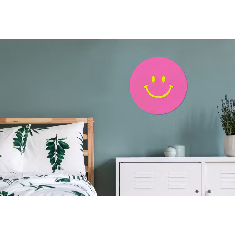 Wandcirkel - Aluminium - Smiley - Vrolijk - Roze — 4