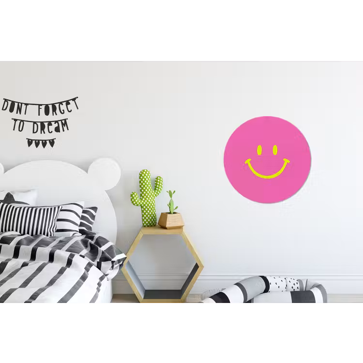 Wandcirkel - Aluminium - Smiley - Vrolijk - Roze — 5