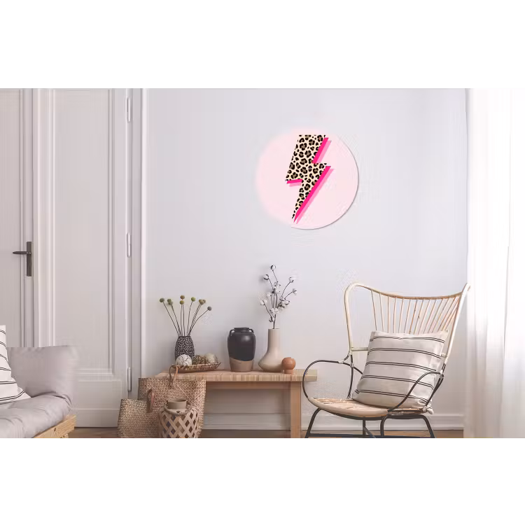 Wandcirkel - Aluminium - Stippen - Roze - Bliksem — 2