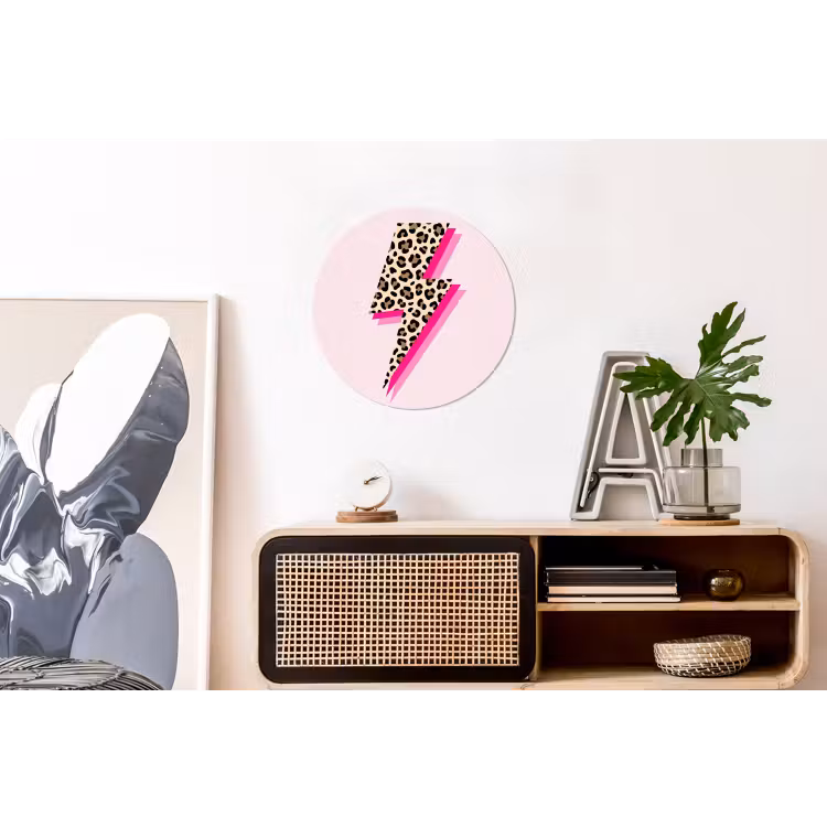 Wandcirkel - Aluminium - Stippen - Roze - Bliksem — 3