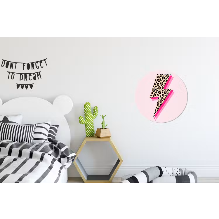 Wandcirkel - Aluminium - Stippen - Roze - Bliksem — 5