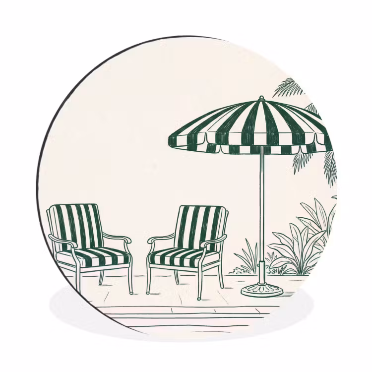 Wandcirkel - Aluminium - Terras - Illustratie - Groen — 1