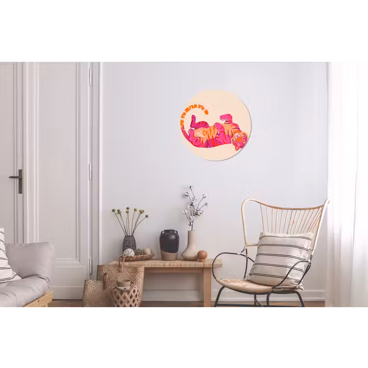 Wandcirkel - Aluminium - Tijger - Roze - Oranje — 2