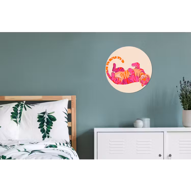 Wandcirkel - Aluminium - Tijger - Roze - Oranje — 4