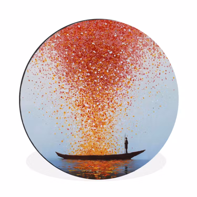 Wandcirkel - Aluminium - Wolk - Confetti - Boot - Wateroppervlakte — 1