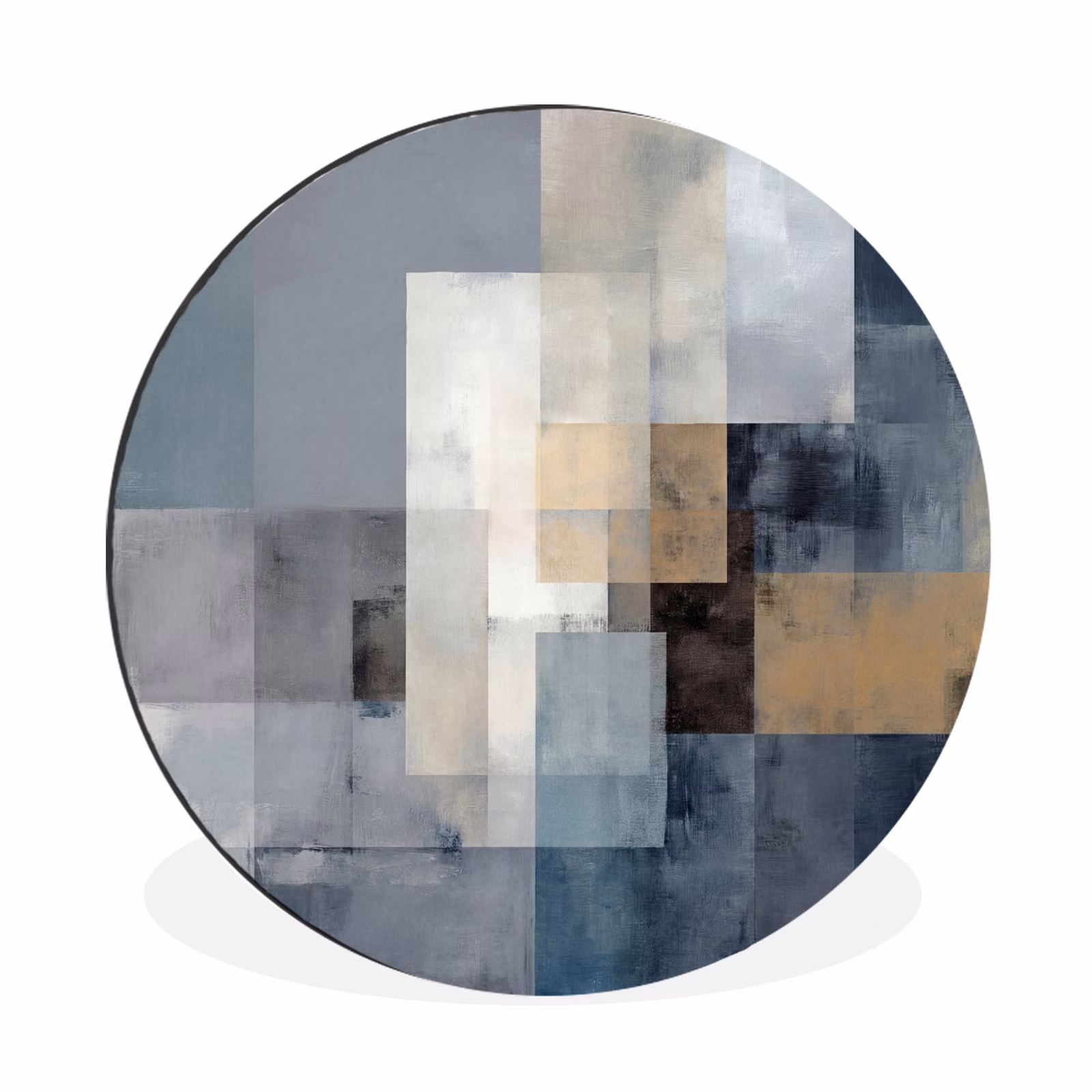 Wandcirkel - Aluminium - Rechthoeken - Abstract - Blauw — 1