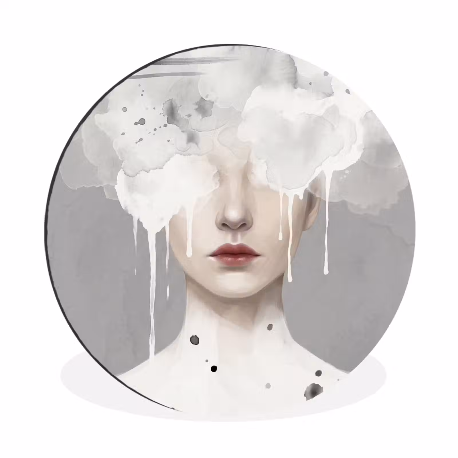 Wandcirkel - Aluminium - Vrouw - Wolk - Grijs — 1