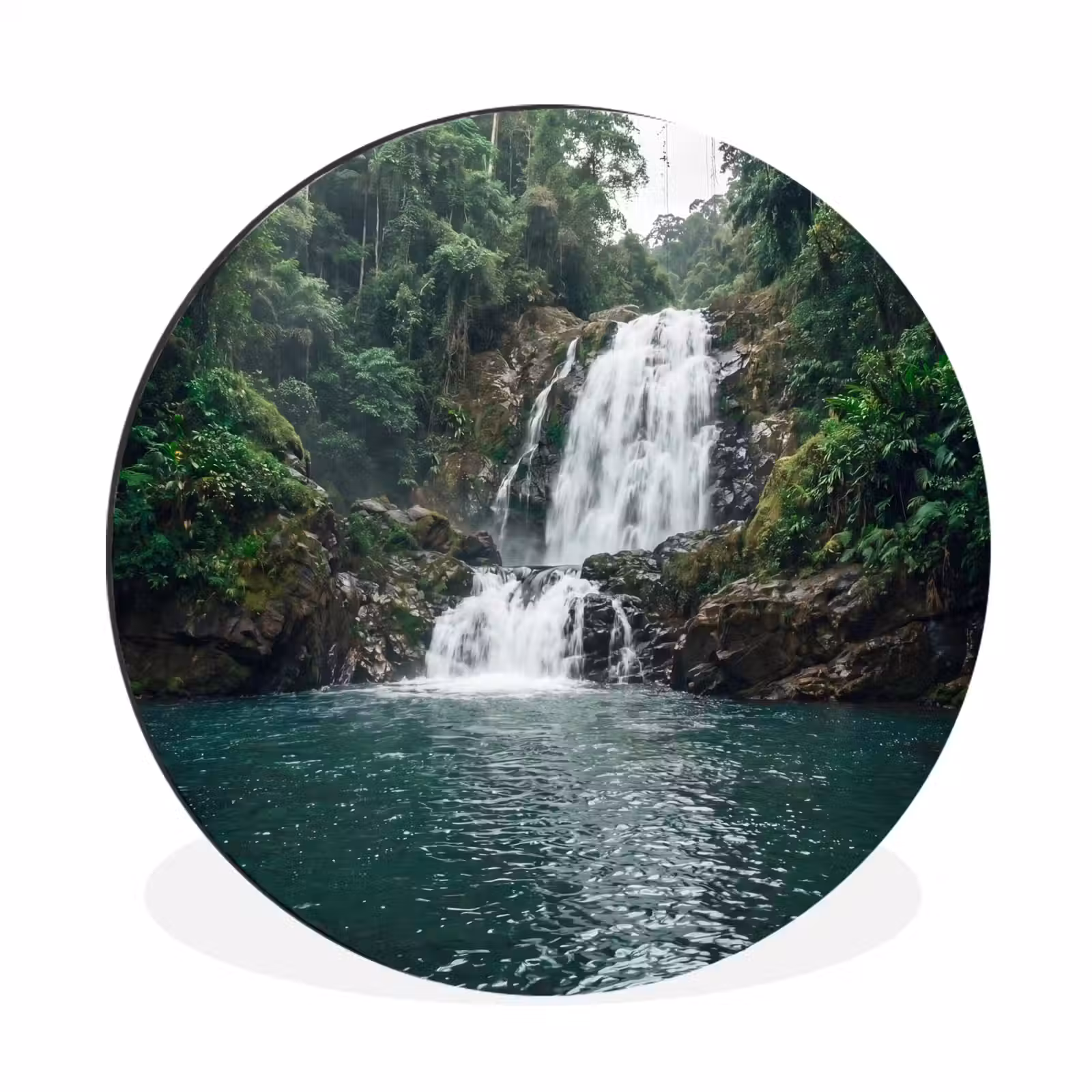 Wandcirkel - Aluminium - Waterfall - Forest - Nature - Greenkhgyguyg — 1