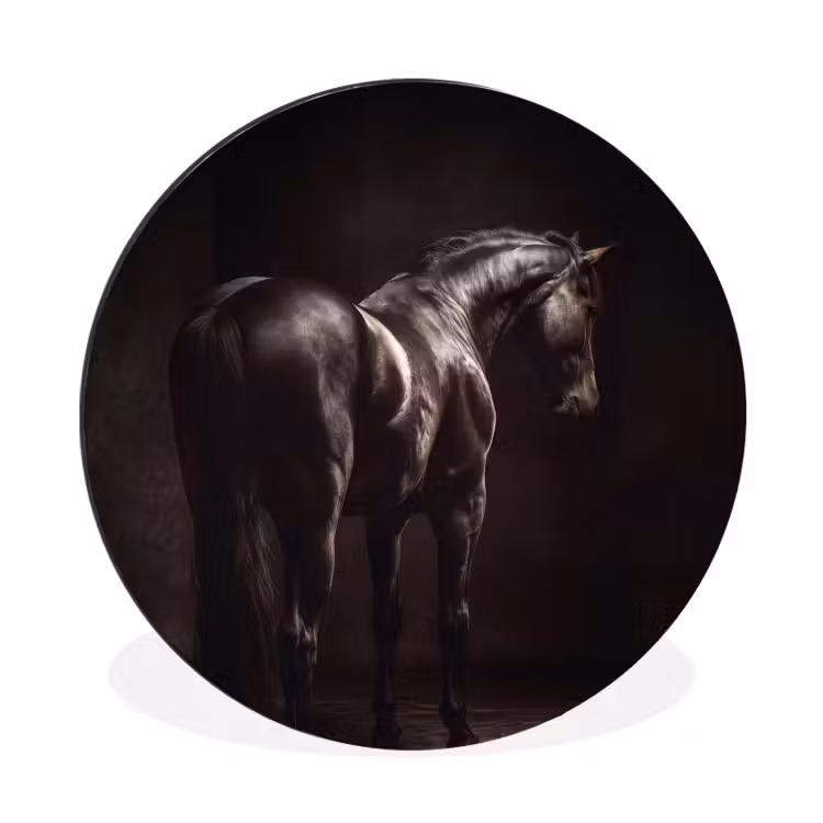 Wandcirkel - Aluminium - Krachtig - Paard - Donker — 1