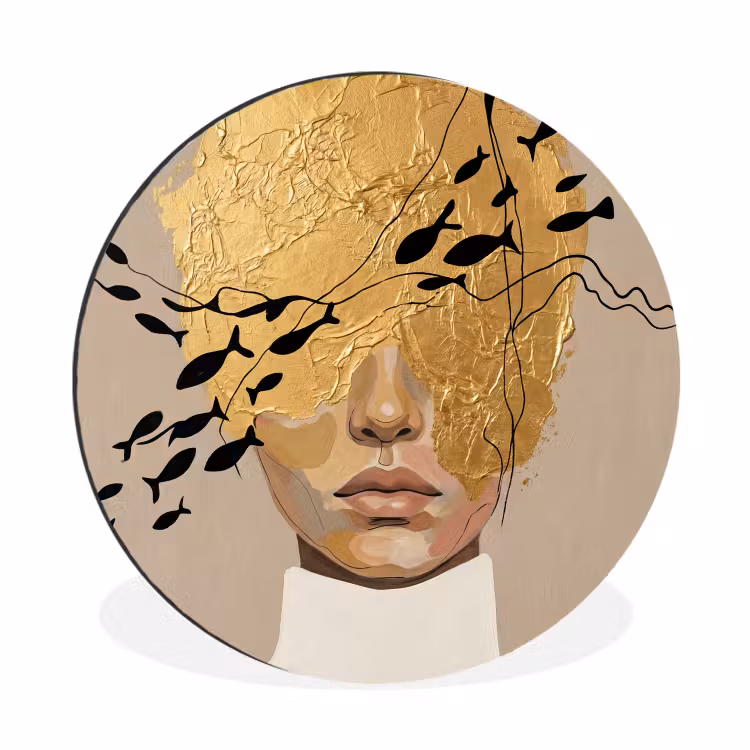 Wandcirkel - Aluminium - Modern - Vrouw - Goud — 1