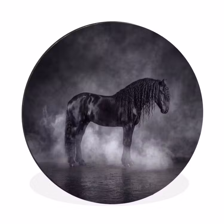 Wandcirkel - Aluminium - Paard - Magisch - Zwart — 1
