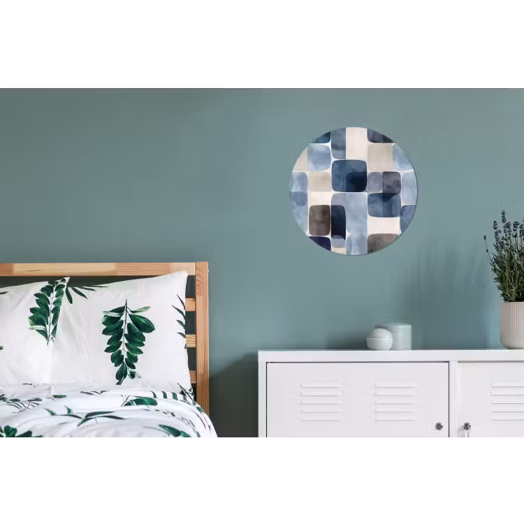 Wandcirkel - Aluminium - Patroon - Blauw - Vierkanten — 4