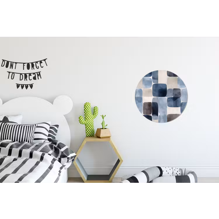 Wandcirkel - Aluminium - Patroon - Blauw - Vierkanten — 5