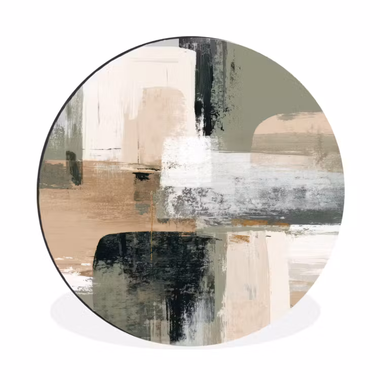Wandcirkel - Aluminium - Penseelstreken - Abstract - Aardetinten — 1