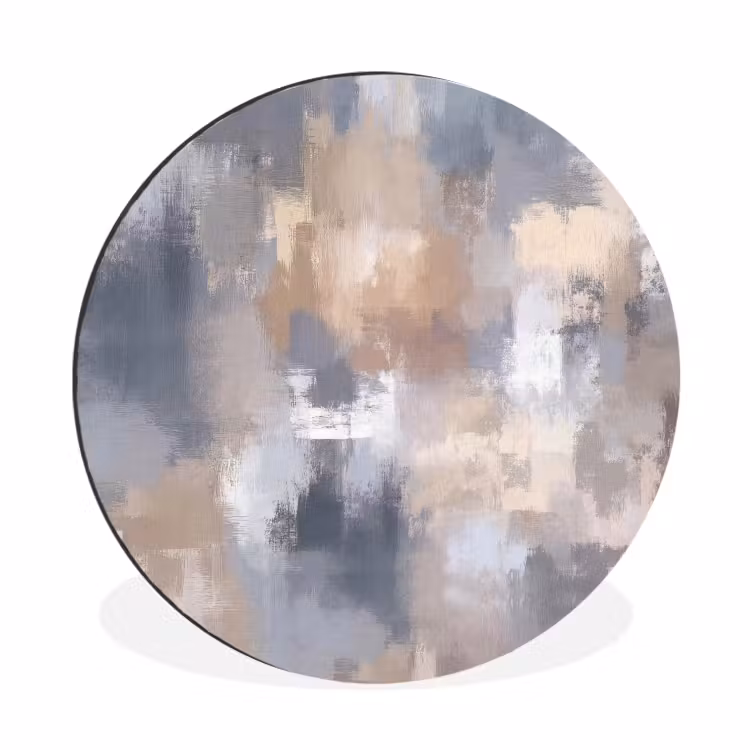 Wandcirkel - Aluminium - Penseelstreken - Schilderij - Beige — 1