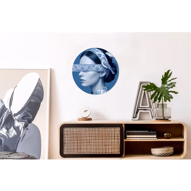 Wandcirkel - Aluminium - Portret - Klassiek - Wit - Blauw — 3