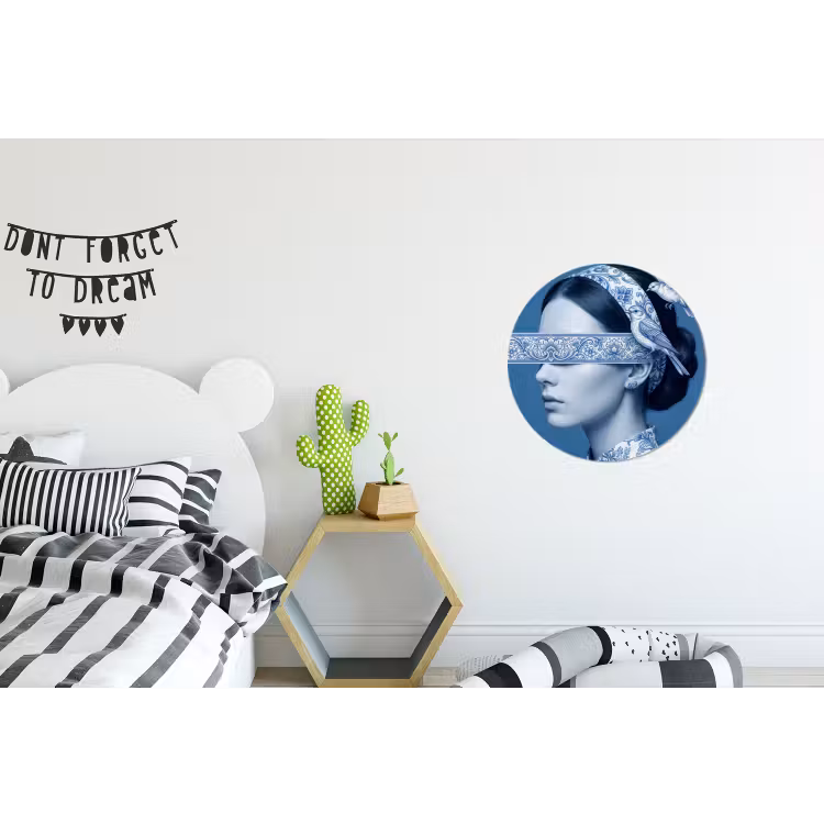 Wandcirkel - Aluminium - Portret - Klassiek - Wit - Blauw — 5
