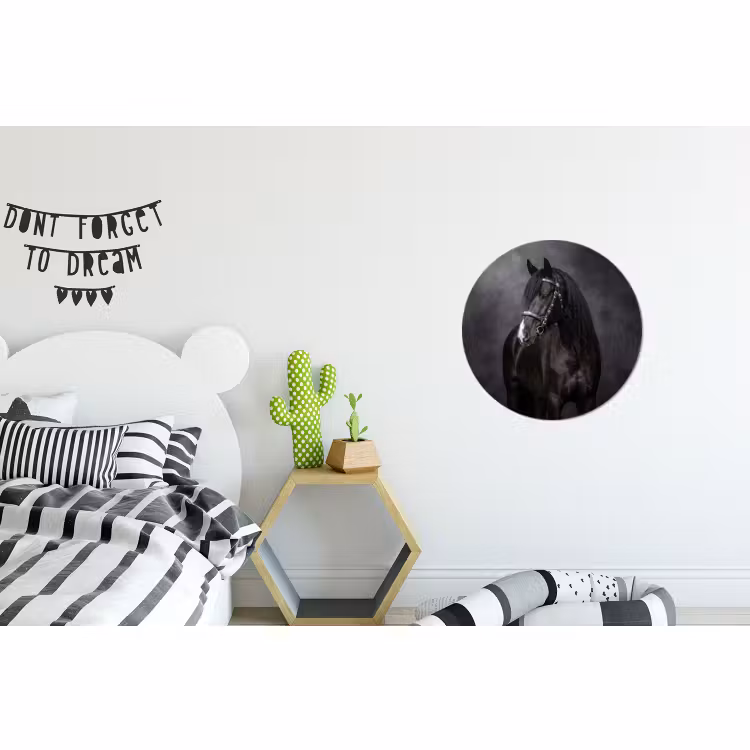 Wandcirkel - Aluminium - Portret - Paard - Zwart — 5