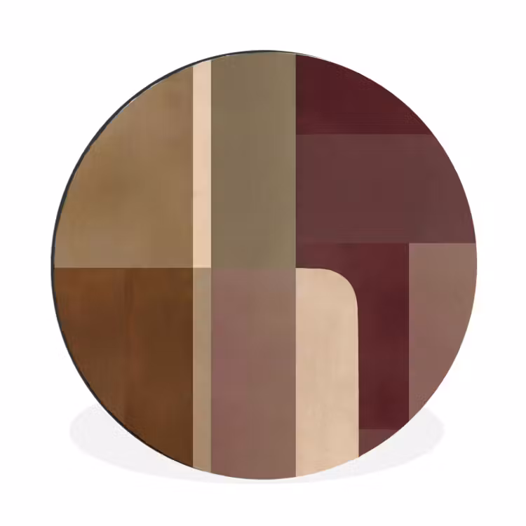 Wandcirkel - Aluminium - Vlakken - Abstract - Bordeaux - Lijnen — 1