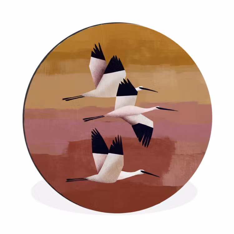 Wandcirkel - Aluminium - Vogels - Snavel - Abstract — 1