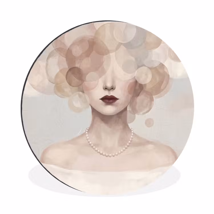 Wandcirkel - Aluminium - Vrouw - Cirkels - Beige — 1